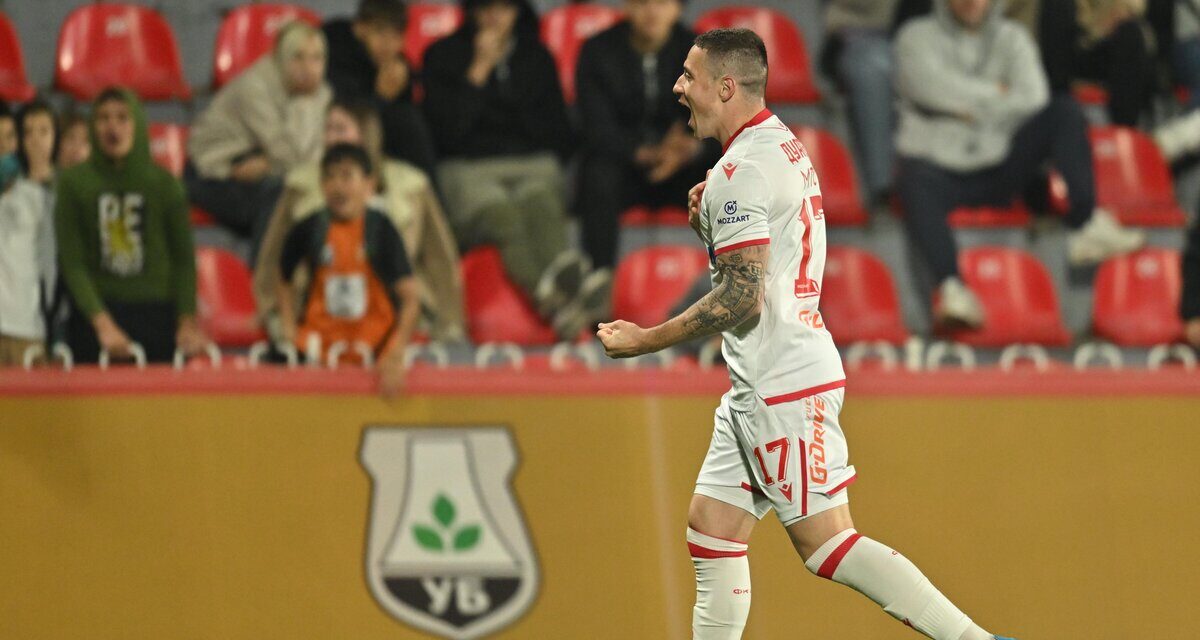 fudbaler Crvene zvezde na utakmici polufinala Kupa Srbije protiv Jedinstva Ub na stadionu Dragan Dzajic, Ub 30.04.2026. godine Foto: Marko Metlas Fudbal, Crvena zvezda, Kup Srbije, Jedinstvo Ub