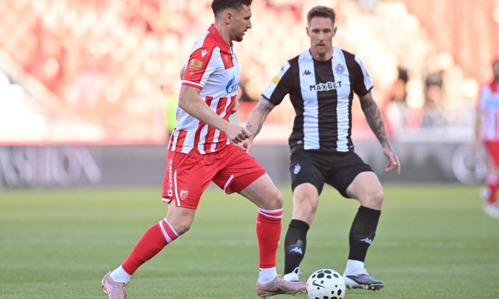 fudbaler Crvene zvezde na utakmici Superlige Prvenstva Srbije protiv Partizana na stadionu Rajka Mitica, Beograd, 26.04.2026. godine Foto: Marko Metlas Fudbal, Crvena zvezda, Superliga Prvenstvo Srbije, Partizan
