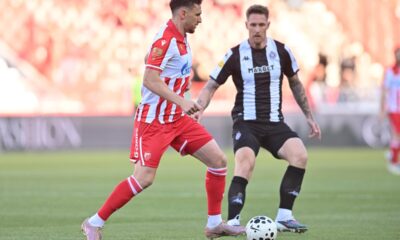fudbaler Crvene zvezde na utakmici Superlige Prvenstva Srbije protiv Partizana na stadionu Rajka Mitica, Beograd, 26.04.2026. godine Foto: Marko Metlas Fudbal, Crvena zvezda, Superliga Prvenstvo Srbije, Partizan