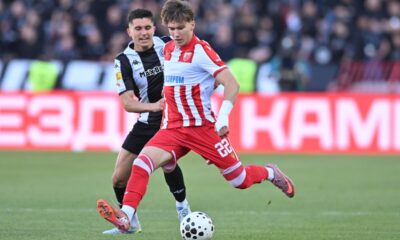 fudbaler Crvene zvezde na utakmici Superlige Prvenstva Srbije protiv Partizana na stadionu Rajka Mitica, Beograd, 26.04.2026. godine Foto: Marko Metlas Fudbal, Crvena zvezda, Superliga Prvenstvo Srbije, Partizan