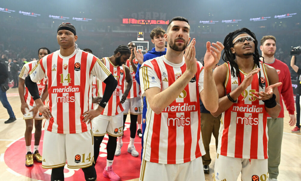 kosarkas Crvene zvezde na utakmici Evrolige protiv Parizana u hali Beogradska arena, Beograd 02.04.2026. godine Foto: Marko Metlas Kosarka, Crvena zvezda, Evroliga, Partizan