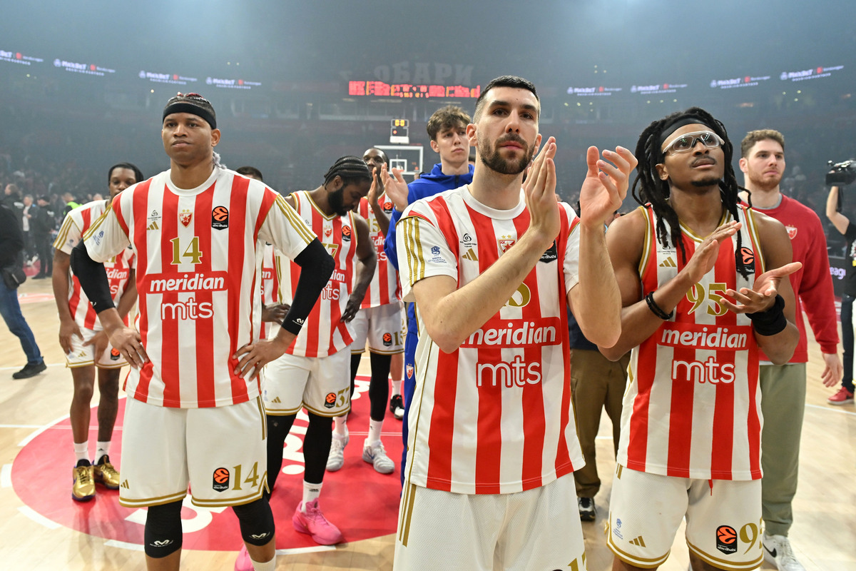 kosarkas Crvene zvezde na utakmici Evrolige protiv Parizana u hali Beogradska arena, Beograd 02.04.2026. godine Foto: Marko Metlas Kosarka, Crvena zvezda, Evroliga, Partizan