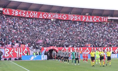 Navijači Crvene zvezde na utakmici Superlige Prvenstva Srbije protiv Partizana na stadionu Rajka Mitica, Beograd, 26.04.2026. godine Foto: Marko Metlas Fudbal, Crvena zvezda, Superliga Prvenstvo Srbije, Partizan