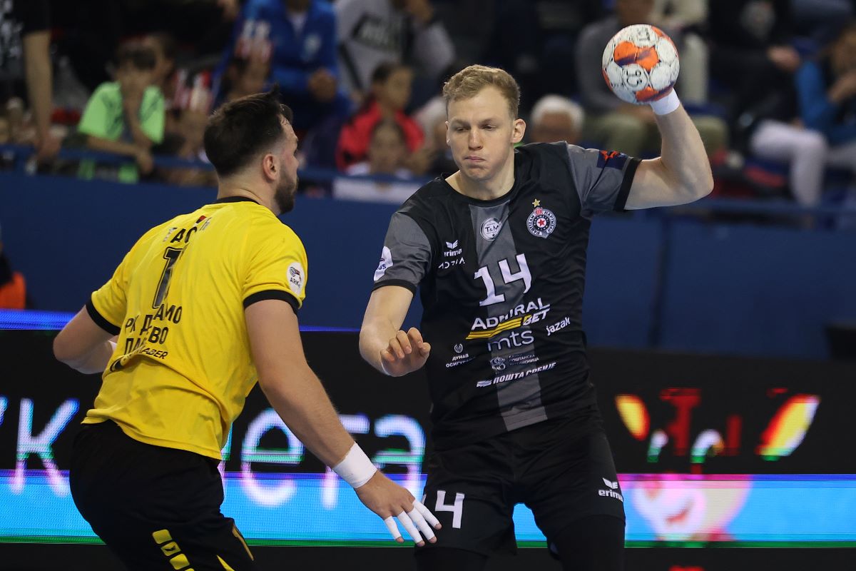 SERGEI IVANOV Sergej Ivanov rukometas Partizana na utakmici finala Kupa Srbije protiv Dinama u SC Vozdovac, Beograd 28.03.2026. godine Foto: Ivica Veselinov / MN PRESS RUKOMET, HANDBALL, KUP SRBIJE, NATIONAL CUP, PARTIZAN, DINAMO PANCEVO
