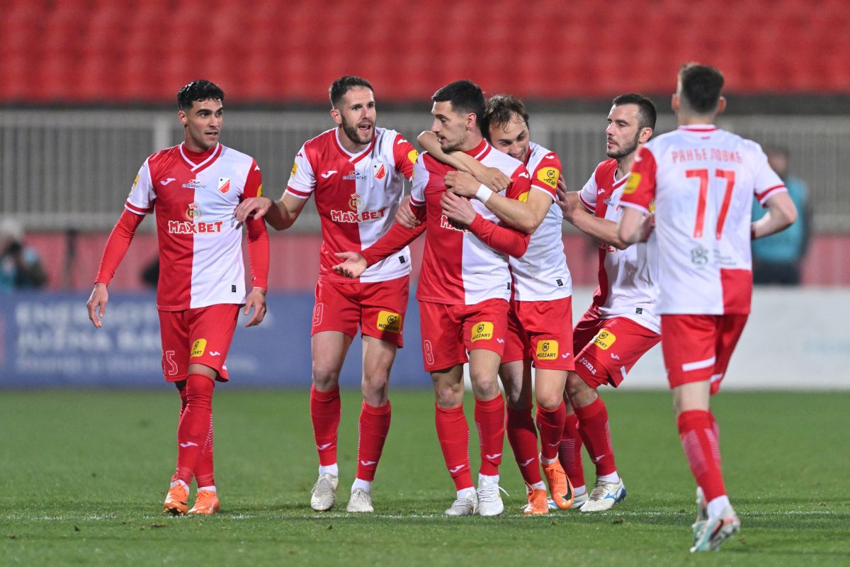 MILUTIN VIDOSAVLJEVIC, ALEKSA VUKANOVIC, VUKAN SAVICEVIC, LAZAR NIKOLIC, DJORJE CRNOMARKOVIC fudbaleri Vojvodine Novi Sad na utakmici Superlige Prvenstva Srbije protiv Partizana na stadionu Karadjordje, Novi Sad 08.03.2026. godine Foto: Marko Metlas Fudbal, Partizan, Superliga Prvenstvo Srbije, Vojvodina Novi Sad