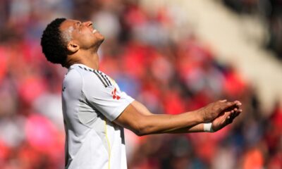 Real Madrid's Kylian Mbappe reacts during a La Liga soccer match between Mallorca and Real Madrid in Palma de Mallorca, Spain, Saturday, April 4, 2026. (AP Photo/Jose Breton)