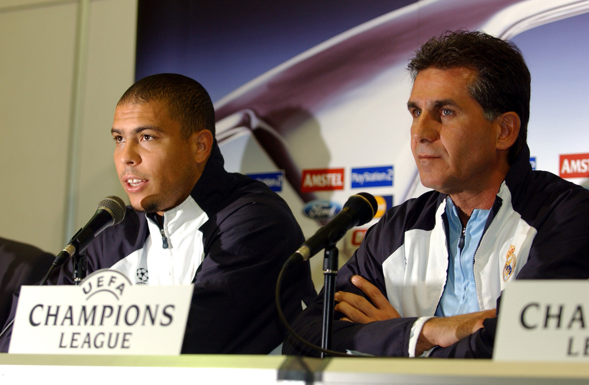 FUDBAL - Ronaldo, fudbaler, i Karlos Keiros, trener Reala, na press konferenciji. Beograd, 03.11.2003. snimio:N.Parausic