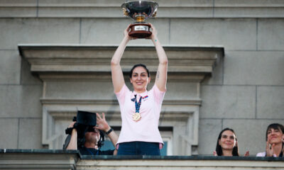 JELENA BROOKS Jelena Bruks na doceku na balkonu Gradske Skupstine Beograda, Beograd 28.06.2021. godine Foto: Ivica Veselinov / MN PRESS