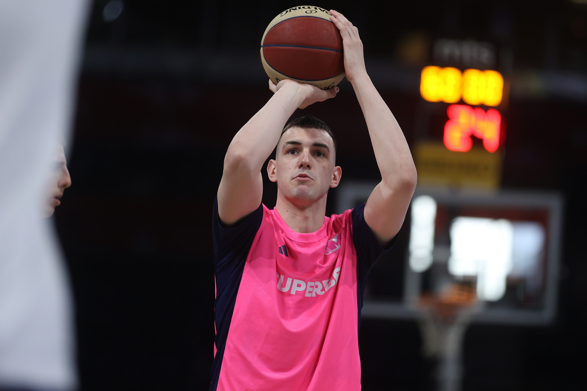 ALEKSA MILENKOVIC kosarkas Mege na utakmici ABA lige protiv Partizana u hali Beogradska Arena, Beograd 04.05.2025. godine Foto: Ivica Veselinov / MN PRESS KOSARKA, BASKETBALL, ABA LIGA, ABA LEAGUE, JADRANSKA LIGA, ADRIATIC LEAGUE, KK PARTIZAN, KK MEGA BASKET
