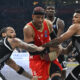 JASIEL RIVERO Hasiel Rivero kosarkas Crvene zvezde na utakmici Jadranske ABA lige protiv CARLIK JONES Karlik Dzons i STERLING BROWN Sterling Braun iz Partizana u hali Beogradska arena, Beograd 19.04.2016. godine Foto: Marko Metlas Kosarka, Partizan, Jadranska ABA liga, Crvena zvezda