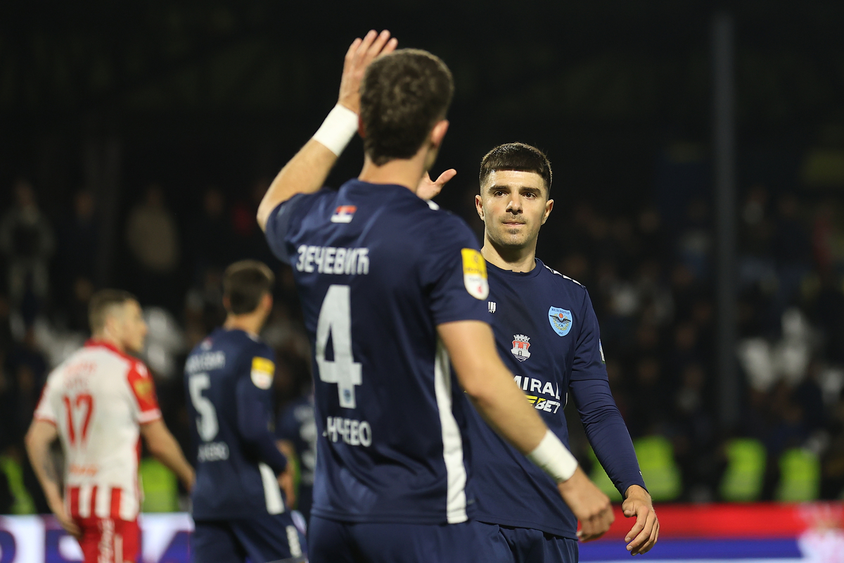 STEFAN PIRGIC fudbaler Zeleznicara na utakmici Mocart Superlige Srbije protiv Crvene Zvezde na stadionu SC Mladost, Pancevo 22.04.2026. godine Foto: Ivica Veselinov / MN PRESS FUDBAL, FOOTBALL, MOZZART SUPERLIGA, PRVENSTVO SRBIJE, NATIONAL CHAMPIONSHIP, CRVENA ZVEZDA, FK ZELEZNICAR PANCEVO