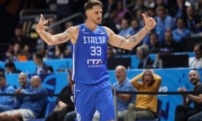 ACHILLE POLONARA Ahile Polonara kosarkas reprezentacije Italije na utakmici FIBA Evropskog prvenstva protiv Srbije u Mercedes Benc areni, Berlin 11.09.2022. godine Foto: Marko Metlas Kosarka, Srbija, FIBA Evropsko prvenstvo, Italija