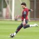 Arsenal's Declan Rice attends a training session at Sobha Realty Training Centre, London, Monday May 4, 2026. (Steven Paston/PA via AP)