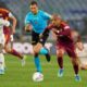Roma's Donyell Malen in action during the Italian Serie A soccer match between Roma and Fiorentina in Rome, Monday, May 4, 2026. (AP Photo/Gregorio Borgia)