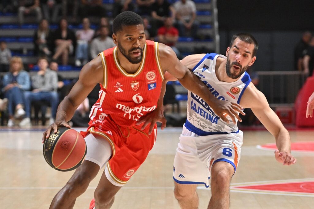 kosarkas Crvene zvezde na utakmici prvenstva Srbije KLS protiv Zlatibora u hali Aleksandar Nikolic Pionir, Beograd 03.05.2026. godine Foto: Marko Metlas Kosarka, Crvena zvezda, Prvenstvo Srbije, Zlatibor