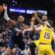 Oklahoma City Thunder's Shai Gilgeous-Alexander (2) is fouled driving to the basket by Los Angeles Lakers' Austin Reaves (15) as LeBron James, right rear, follows behind on the play in the second half of Game 2 in a second-round NBA basketball playoffs series Thursday, May 7, 2026, in Oklahoma City. (AP Photo/Nate Billings)