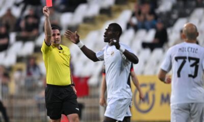 fudbaler Cukarickog na utakmici Superlige Prvenstva Srbije protiv Crvene zvezde na stadionu Cukarickog, Beograd 04.05.2026. godine Foto: Marko Metlas Fudbal, Cukaricki, Prvenstvo Srbije, Crvena zvezda