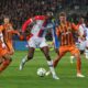 Crystal Palace's Jean-Philippe Mateta in action during the Conference League semi-final, first leg soccer match between Shakhtar and Crystal Palace in Krakow, Poland, Thursday, April 30, 2026. (AP Photo/Beata Zawrzel)